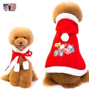 Santa Cloak Pet Elk Cape Cotton Print Clothes Thick Style Pull Dog Cat Christmas